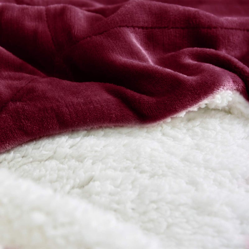 NANPIPER Sherpa Blanket Twin Thick Warm Blanket for Winter, Super Soft Fuzzy Flannel Fleece/Wool Like Reversible Velvet Plush (Wine Red, Twin Size 60"x80") - Image 5